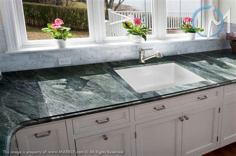 This Kitchen Features The Dramatic Green Ocean The Deep Green With Lighter Green Veining