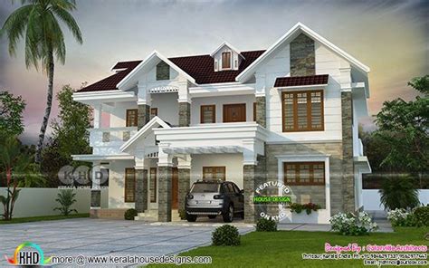 2924 Square Feet Sloping Roof House Plan Kerala Home Design And Floor