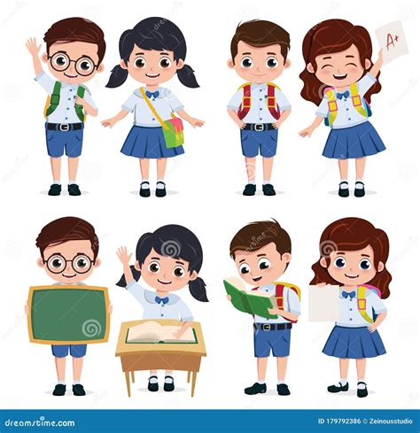 School Classmate Students Character Vector Set Back To School