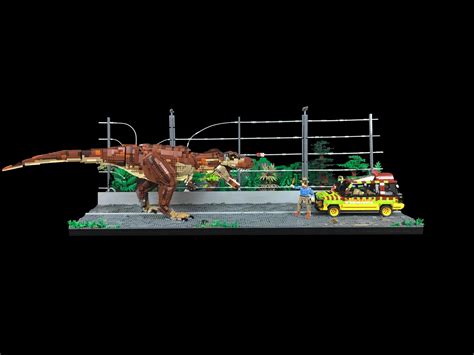Giant Custom Lego T Rexpaddock Escape Scene Detailed Video Link In Comments Rjurassicpark