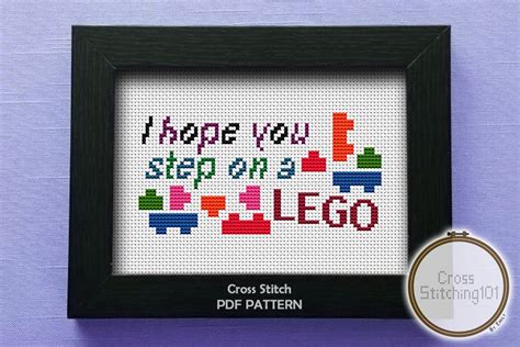 I Hope You Step On A Lego Cross Stitch Pattern Instant Etsy