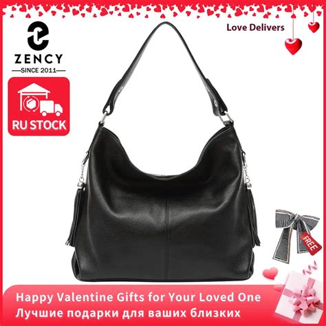 Zency Ladies Large Cowhide Shopper Bag Genuine Leather With Zipper