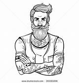 Bearded Tattooed sketch template