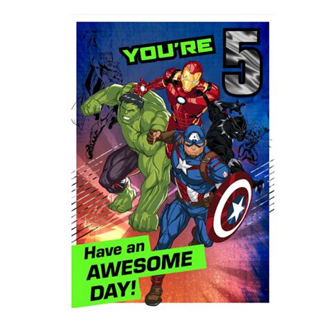 Marvel Avengers 5th Birthday Card For Boys Limalima