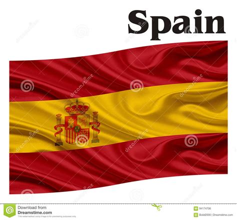 Die spanische flagge, bandera de españa, ist auch als la rojigualda bekannt. Flagga Av Spanien Med En Aword Stock Illustrationer ...