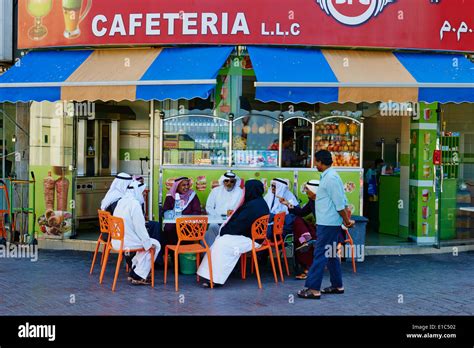 United Arab Emirates Dubai Deira Neighbourhood Cafeteria Stock Photo