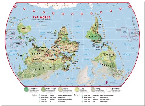 Huge Primary Upside Down World Wall Map Environmental Pinboard