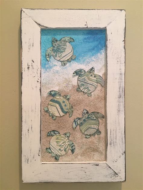 Mixed Media Turtles At The Seashore Etsy Painting Sea Nautical Art