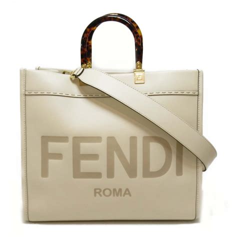 Fendi Fendi 2way Tote Bag Calfskin Leather Ivory Used Women Logo