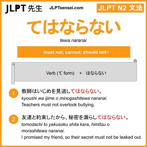 Jlpt N Grammar Tewa Naranai Meaning Jlptsensei