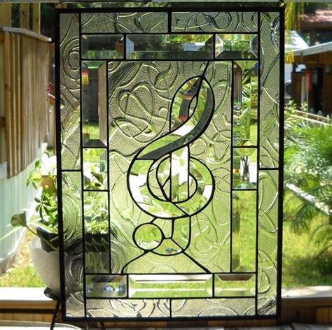 Musical Clef Stained Glass Panel For Window By Artfulfolk On Etsy