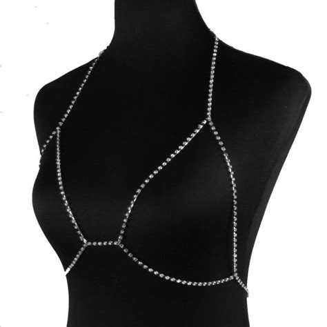 New Sexy Crystal Body Chain Women Rhinestone Body Bra Harness Sparkle Summer Beach Bralette