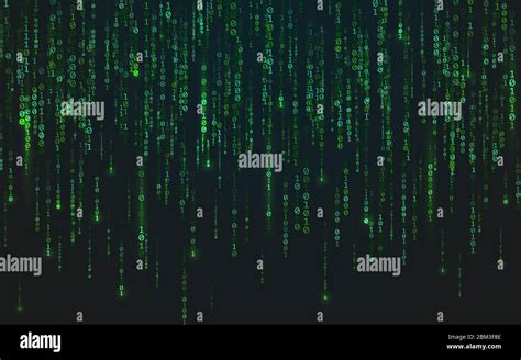 Binary Matrix Background Green Falling Digits Running Bright Numbers