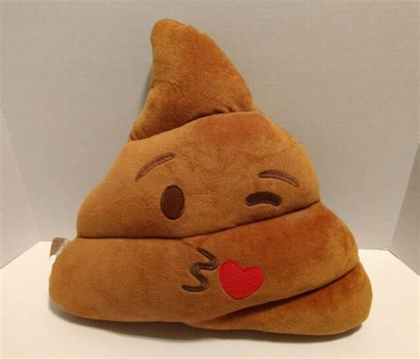 Poop Emoji Kiss Face Throw Pillow Brown Silly Smiley Pillows Ebay