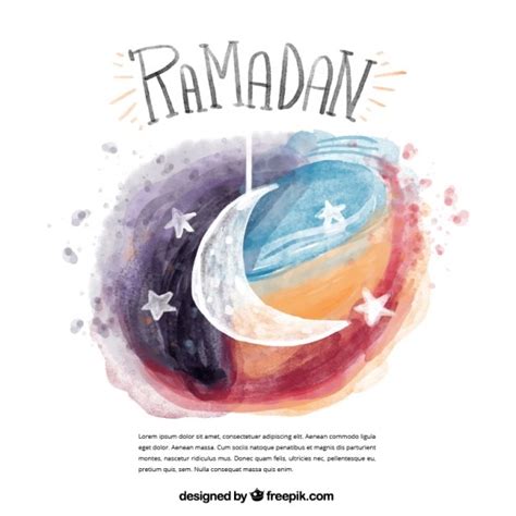 Cute Watercolor Ramadan Background With Moon And Stars Vector Free