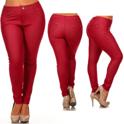 Womens Plus Size Jeans Look Skinny Slim Jeggings Stretch Pants Xl 3xl 14 28 New Ebay
