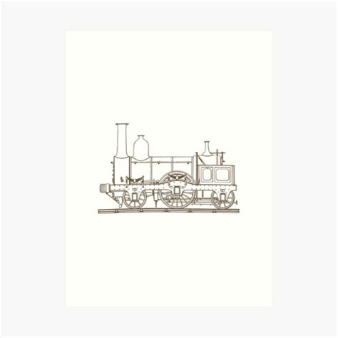 Classic Steam Engine Train Drawing Art Print By Animalhead Redbubble
