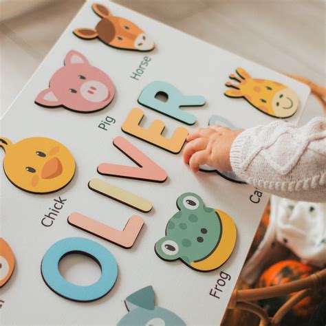 Personalized Name Puzzle With Animals Baby Toddler Kids Etsy Australia