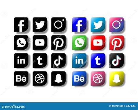 Conjunto De Populares Logos De Medios Sociales Icono Vectorial