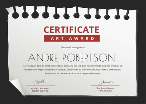 Free Art Award Certificate Template In Adobe Photoshop Illustrator