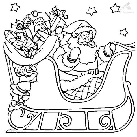 Kleurplaat Kerstman Slee