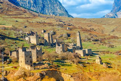 Beautiful Scenery Of Egikal Ancient Towers And Ruins In Ingushetia