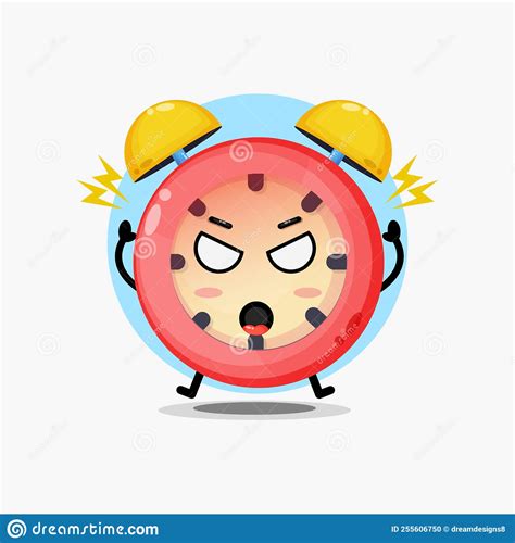 cute alarm clock character is angry stock vector illustration of design concept 255606750