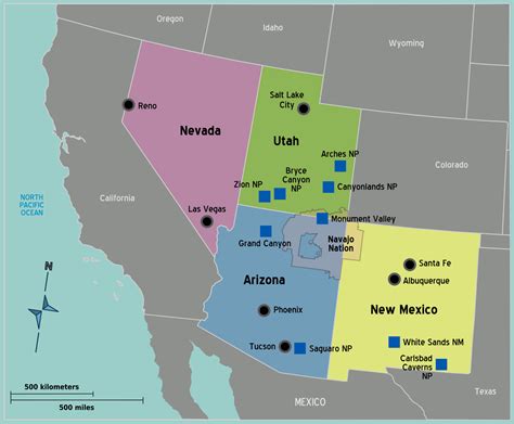 Usa Southwest Map •