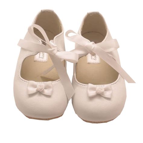 Handmade White Rosebud And Ribbon Baby Shoes By Sue Hill