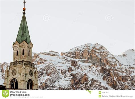 The Ski Resort Cortina D Ampezzo In The Dolomites In Winter Stock Image