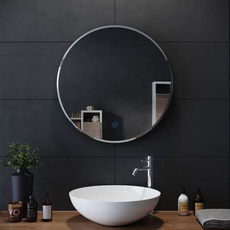 This one has an industrial look and similar to nautical porthole shape. ELEGANT Round Bathroom Mirror Illuminated LED Light ...