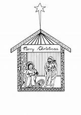 Nativity Coloring Printable Scene Pages Christmas Printables Templates Manger Scenes Allfreechristmascrafts Cards Letter Santa sketch template