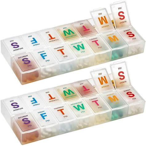 Large Weekly Pill Organizer 2 Pack Am Pm Pill Box Xl 7 Day Pill