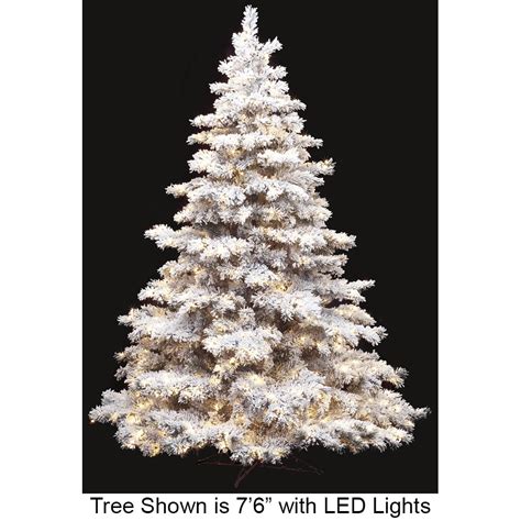 76hx64w Heavy Flocked And Glittered Pine Led Faux Christmas Tree