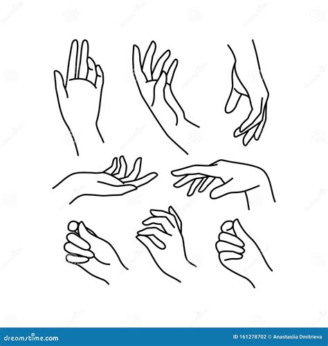 Woman S Hand Icon Collection Line Vector Illustration Of Elegant