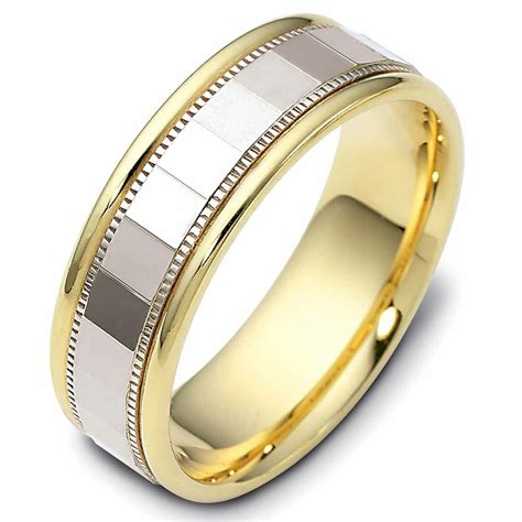 Men S Two Tone Gold Wedding Band Dora Collection The Diamond Guys