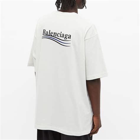 Balenciaga Oversize Political Campaign Tee Dirty White, Black & Blue | END.