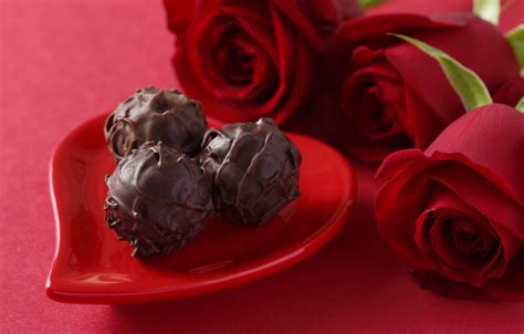 Wallpaper Love Chocolate Roses Candy Red Love Heart Romantic
