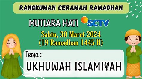 Rangkuman Ceramah Ramadhan Sabtu Maret Ringkasan Ceramah