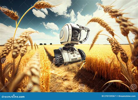 Futuristic Farming Automation Using Robots Machinery In Farm Fields In