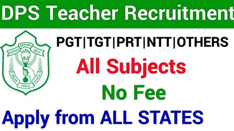 dps teachers vacancies 2023 ii all subjects pgt tgt prt ntt principal coordinator coaches