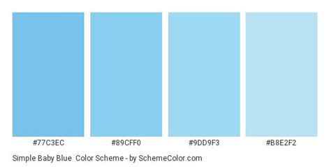 The Color Chart For Baby Blue Is Shown In Three Different Shades