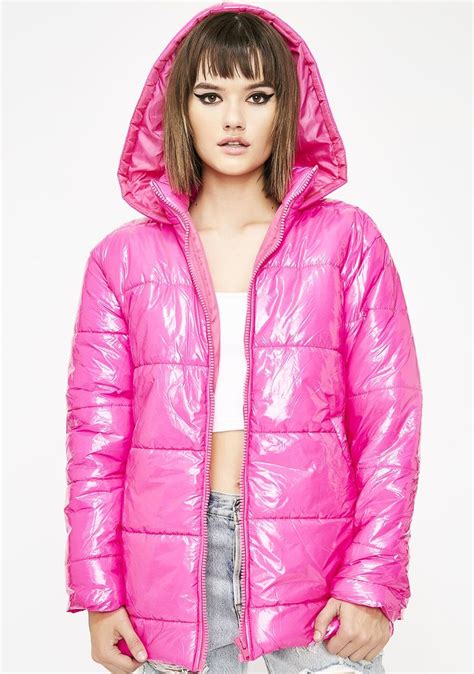 hot pink puffer jacket pink puffer jacket fur hood jacket puffer jacket with fur