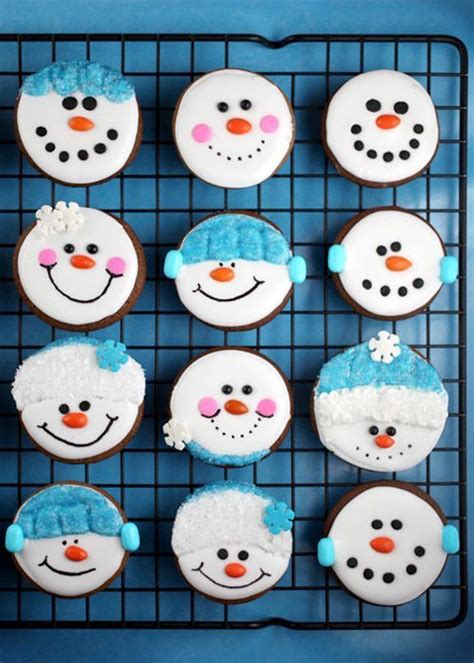 Using a small offset spatula or the back of a spoon, spread the icing to cover the cookie. Fun snowman Christmas cookie decorating ideas! | love her ...