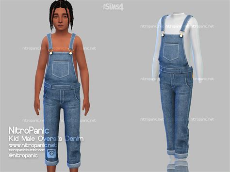 Kid Uni Overall Denim Long Sleeve And Kid Male Overall Denim For The Sims 4