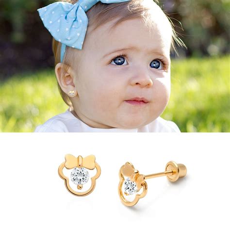 100 Solid 14k Gold Srew Back Earrings For Children Baby Earrings