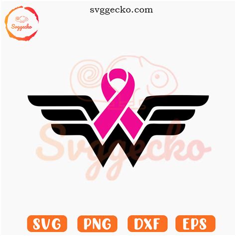 Wonder Woman Cancer Ribbon Svg Breast Cancer Awareness Svg Pink