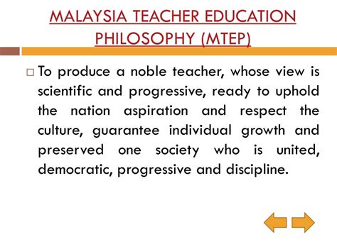 National philosophy of education (npe) is founded in 1988 based on policy documents and ideologies such as cabinet report in 1979, rational and critical thinking, national principle, malaysian society and cultures. PPT - Compare and contrast the Malaysian Teacher Education ...