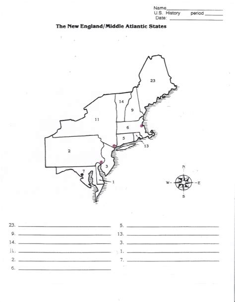 Northeast Region Blank Map North East Printable Of The
