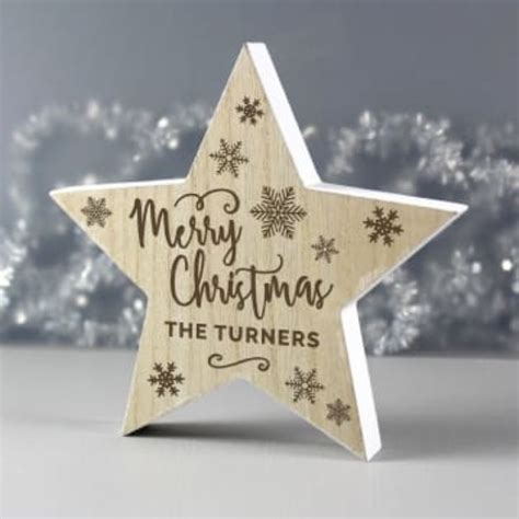 Merry Christmas Rustic Wooden Star Decoration